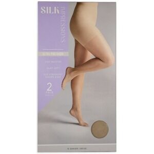 Silk Impressions Ultra Fine Sheer Pantyhose 2-Pair XXL Beige 15 Denier Control